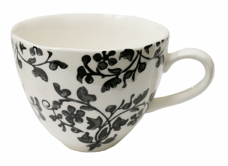 Florentine Noir Handpainted Cup - Black