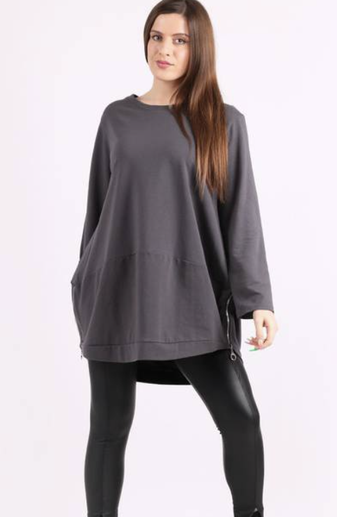 Harper Zip Sweater Charcoal