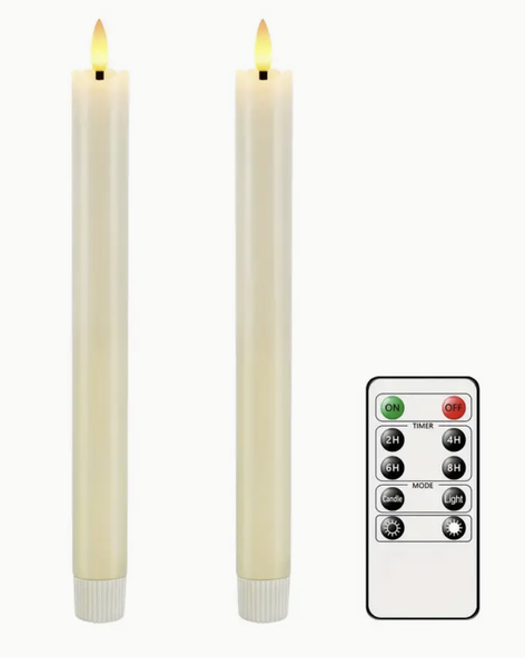 Ivory Real Wax Battery Candles s/2