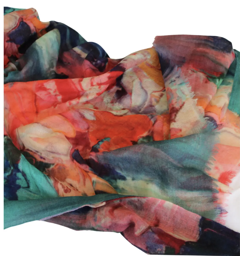 Floral Fine Merino Silk Scarf