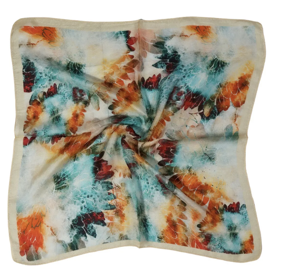 Floral Pure Silk Square Scarf