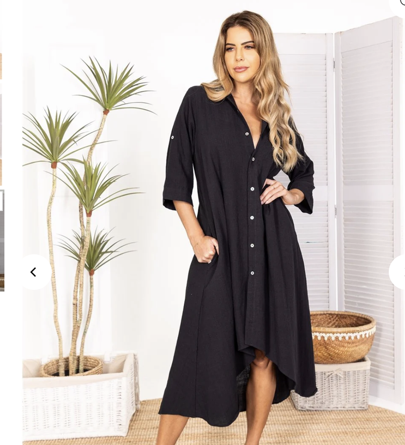 Long Shirt Dress Black M