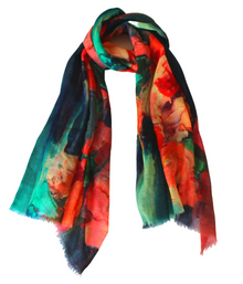 Floral Fine Merino Silk Scarf