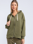 Front Zip Hoodie Khaki L