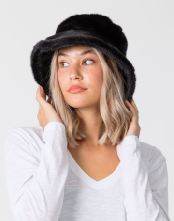 Bucket Hat Black Fur