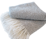 Brushed Wool and Mohair Snow Throw Blue
