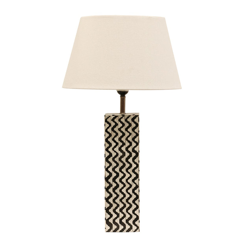 Bone & Brass Lamp Base - Square - Black & White