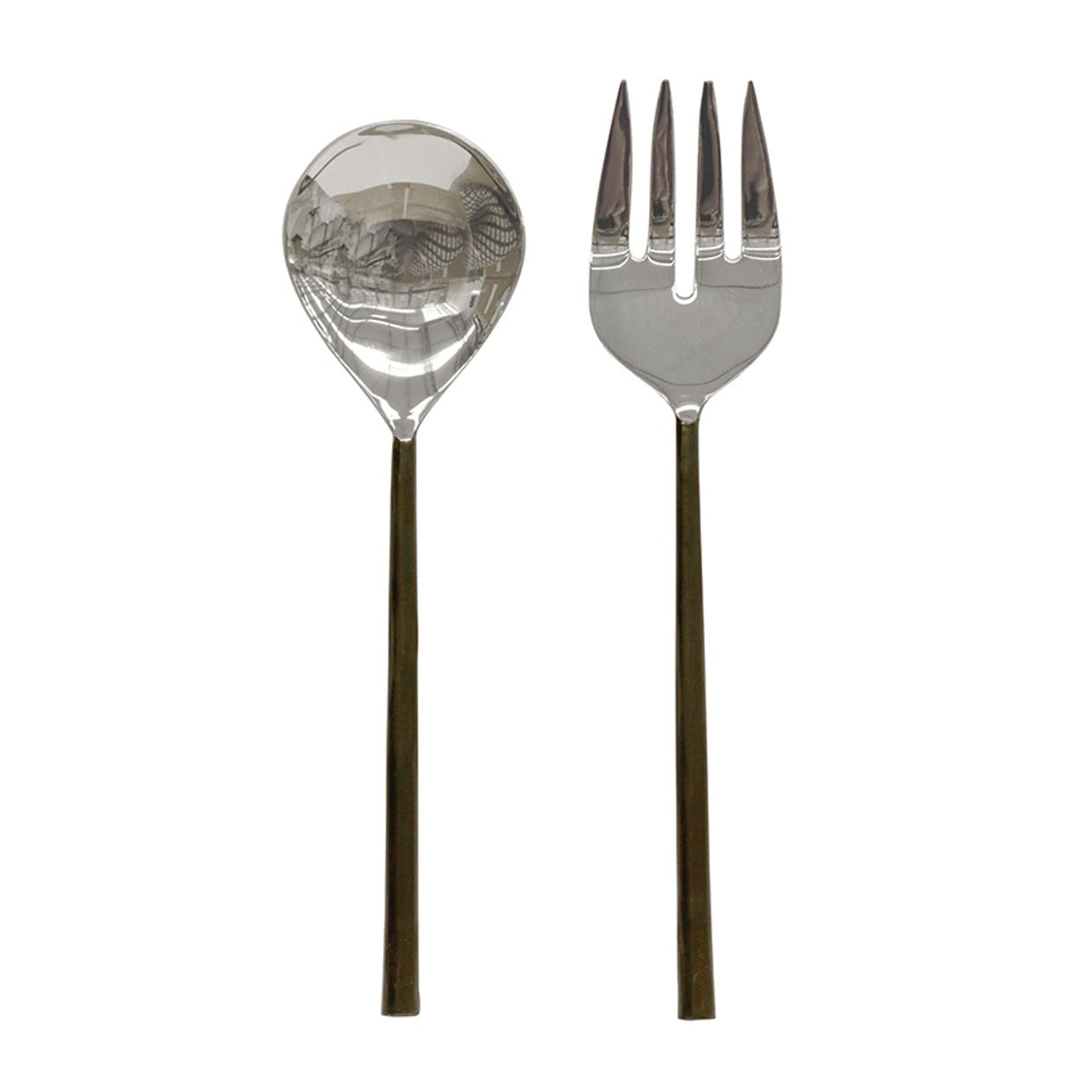 Salad Servers - Burnished Black & SS