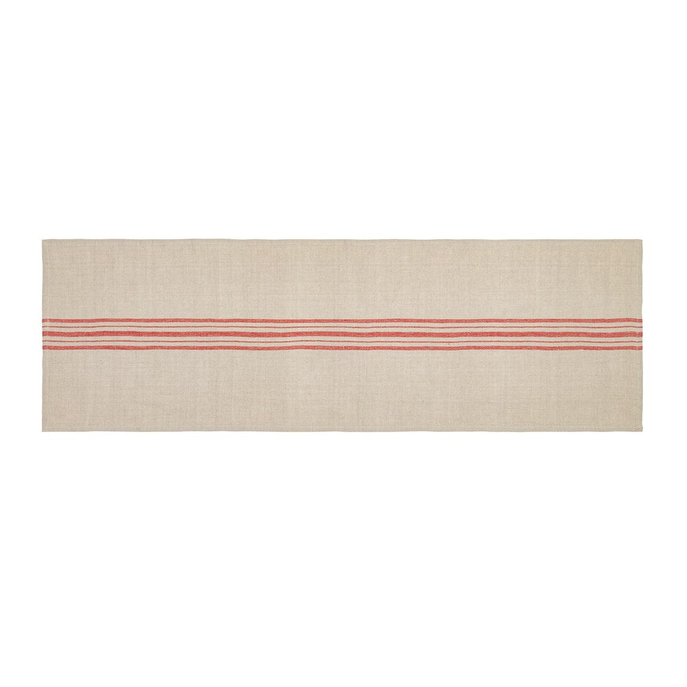 Stripe Table Runner - Linen Blend - Natural & Red