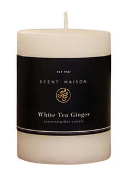 Pillar Candle White tea and Ginger 3x4