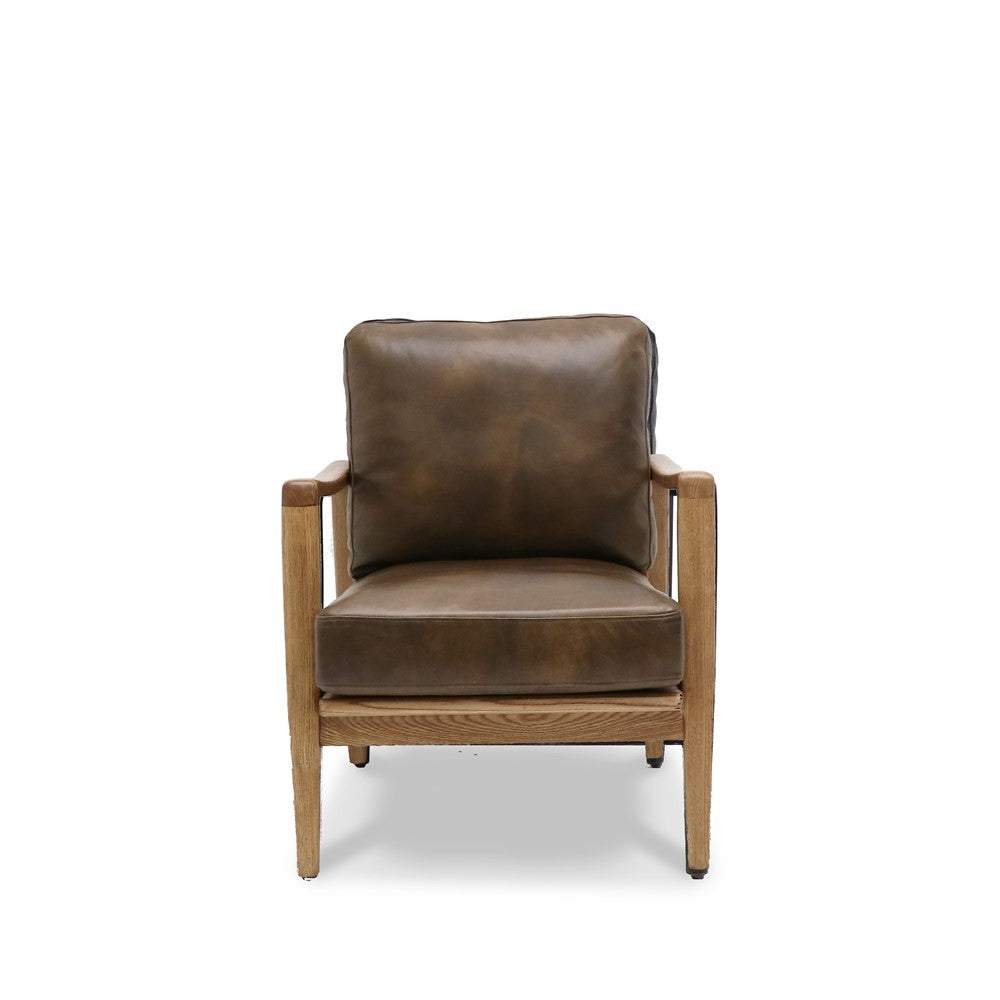 Reid Leather Armchair - Brown