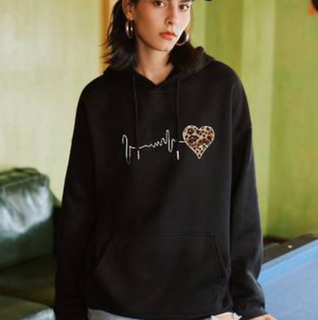 Pulse Heart Hoodie Black small