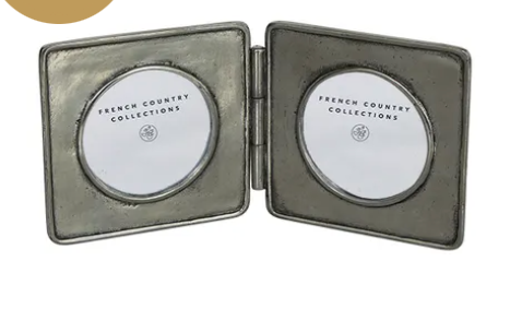 Pewter Double Round Photo Frame 2x2"