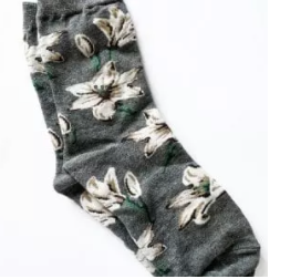 Socks Charcoal Lillies