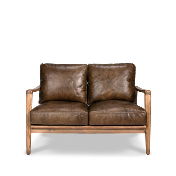 Reid 2 Seater Leather Sofa - Brown