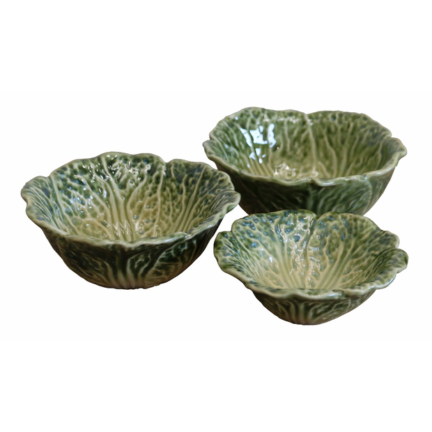 Set of 3 Cabbage leaf bowls