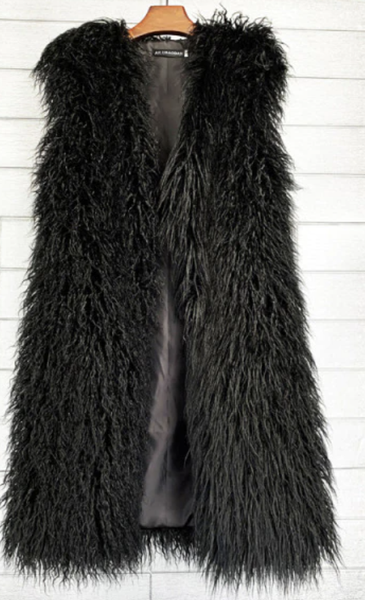 Mongolian Faux Fur Long Black