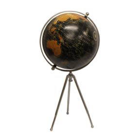 Large Black Globe on Stem Tripod Stand