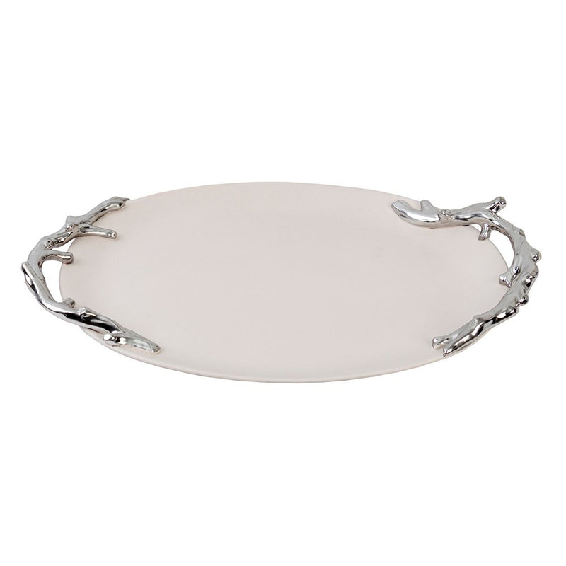 Oval Plate w/ Branch Handles - 27.5cm D