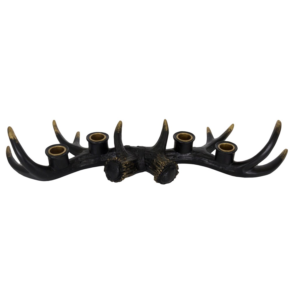 Antler 4 Candle Holder - Black & Gold