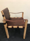 Tan Leather Throne Chair