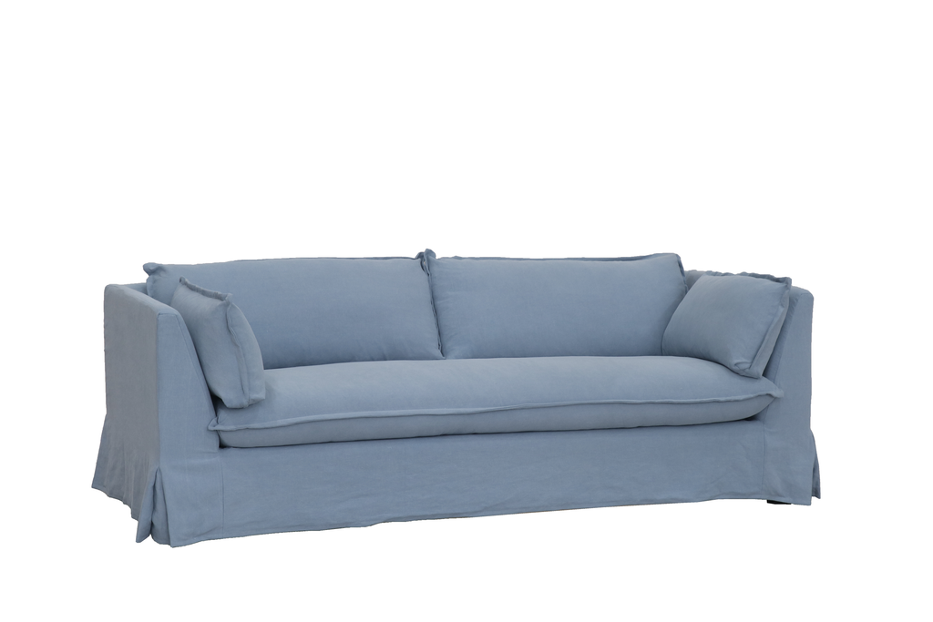 3 Seater Sofa Blue Linen