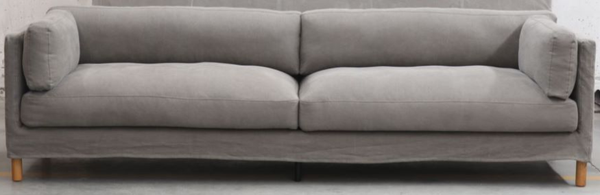 3 Seat Linen Sofa with Oak Legs