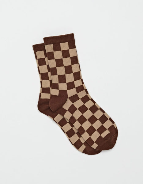 Socks - Checkerboard - Chocolate