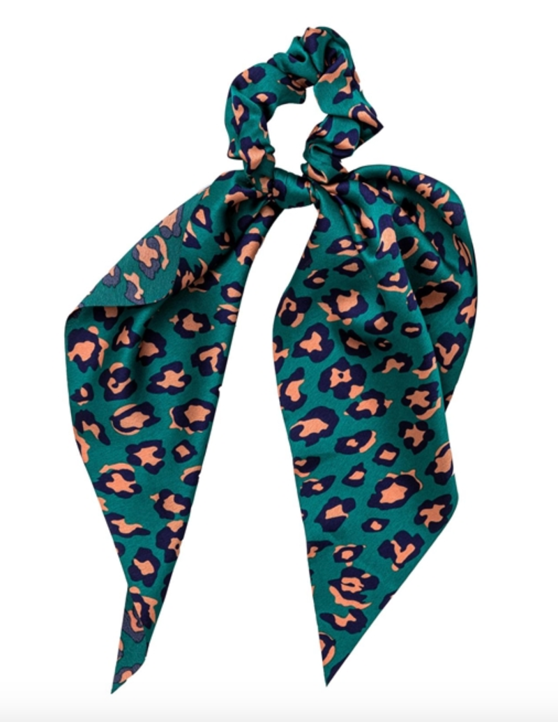 Scrunchie Scarf Teal Cheetah