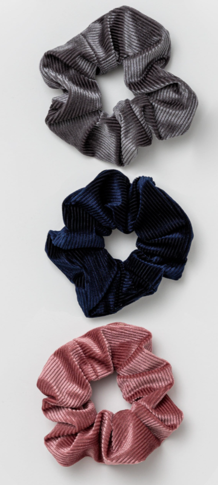 Scrunchie s/3 ribbed velvet