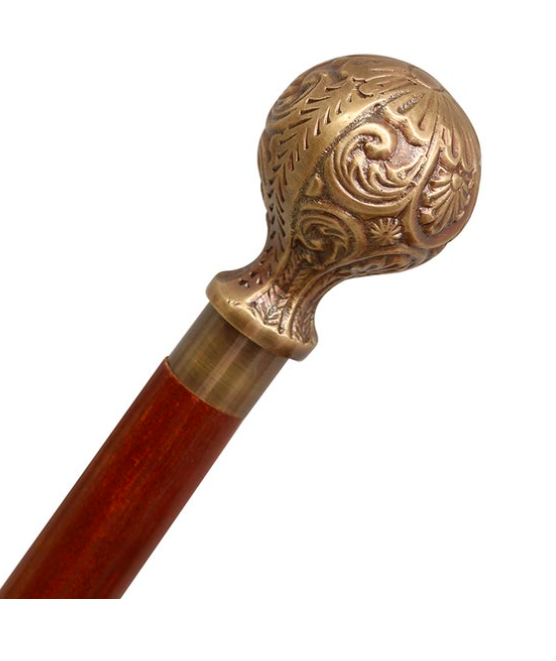 Walking stick/ Carved brass