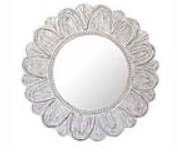 Petal carved round mirror