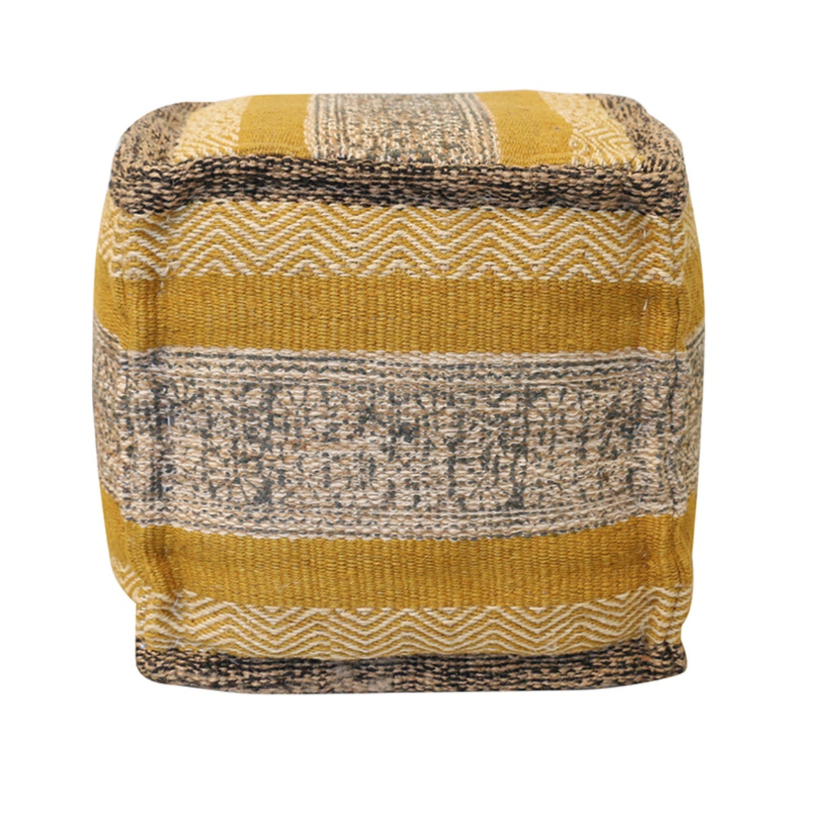 Pouf Chartreuse & Charcoal Stripe