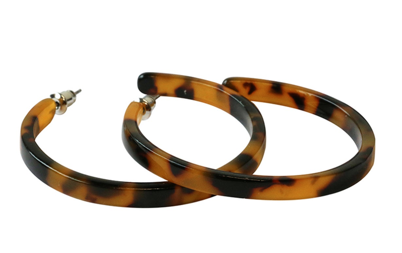 Tortoise Shell Style Hoop Earrings