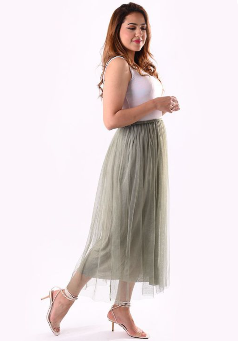 Nicolette Tulle Skirt Khaki