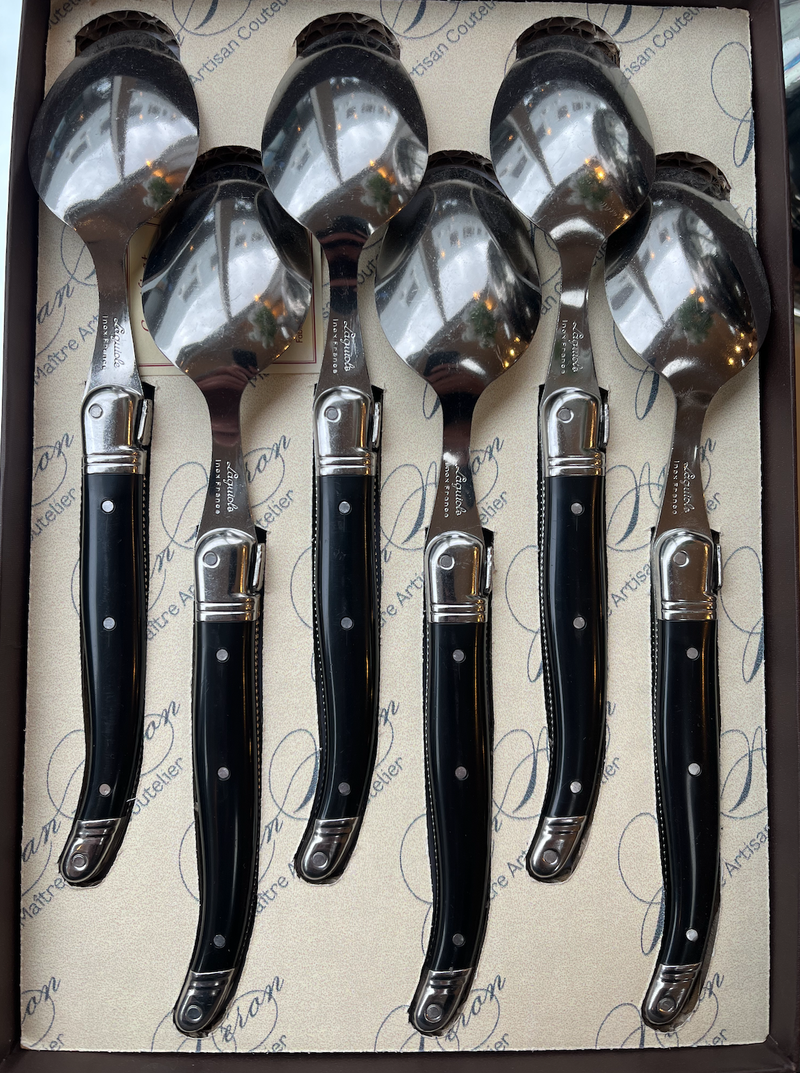 Laguiole Dessert Spoons - Black - Set of 6