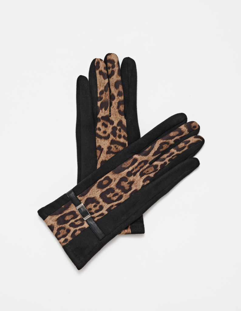 Leopard Stripe Gloves - Black
