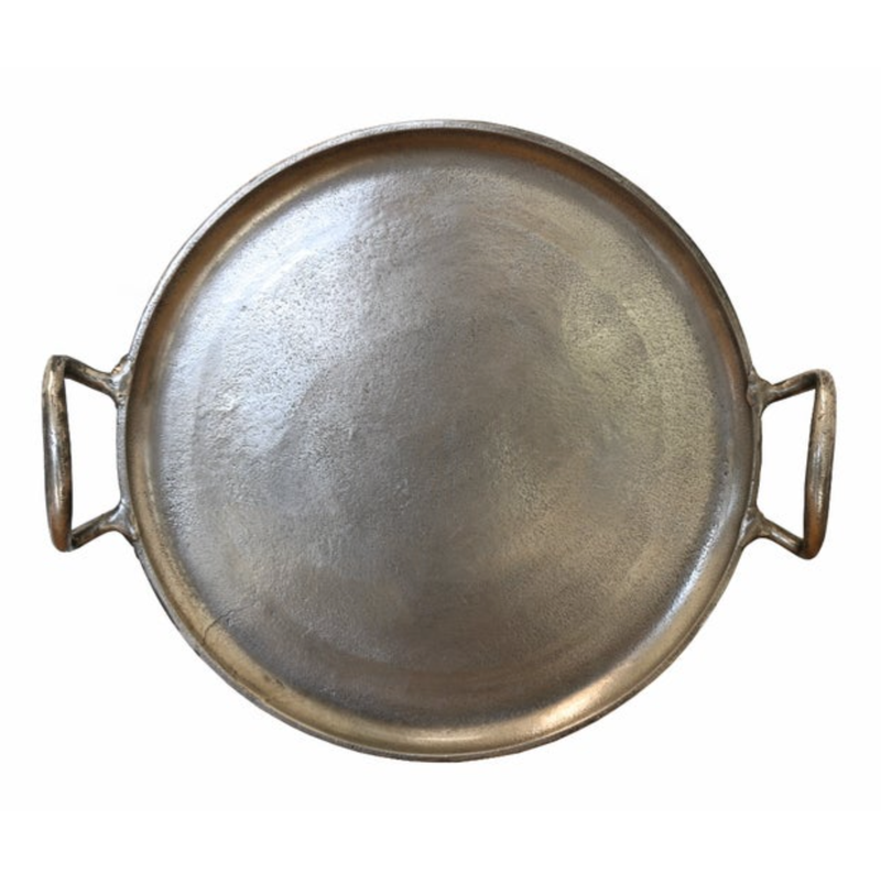 Round Tray w/ Handles - Nickel Antique Finish