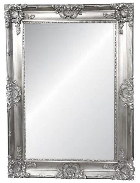 Ornate Bevelled Mirror - Antique Silver - 110x150