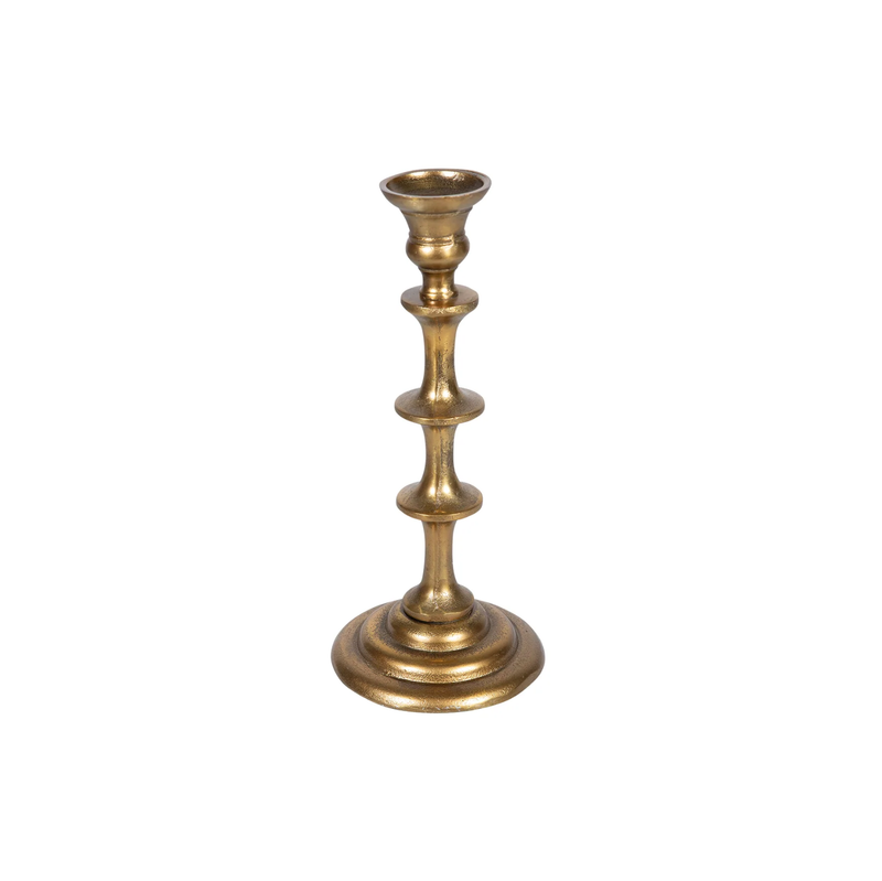 Ridged Taper Candlestick - Gold - Short