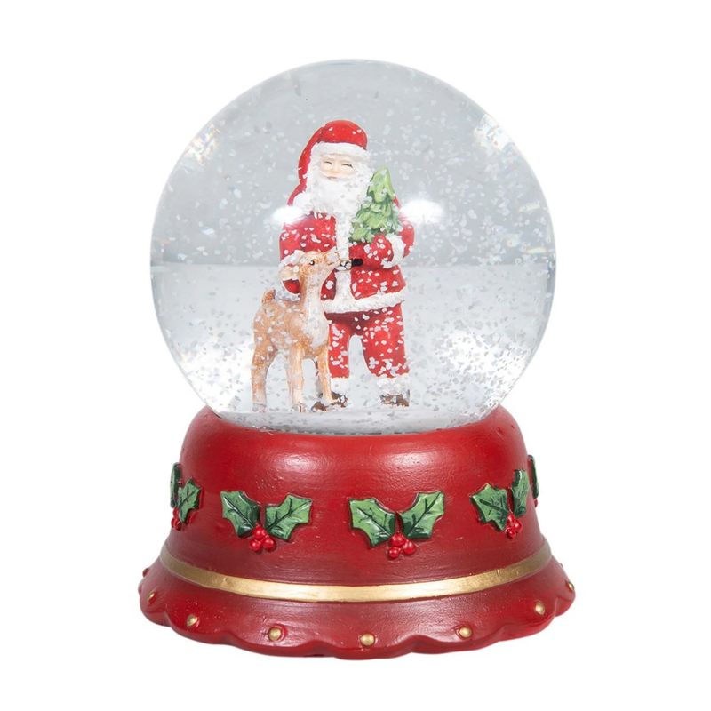 Traditional Musical Santa Snow Globe - 14cm H