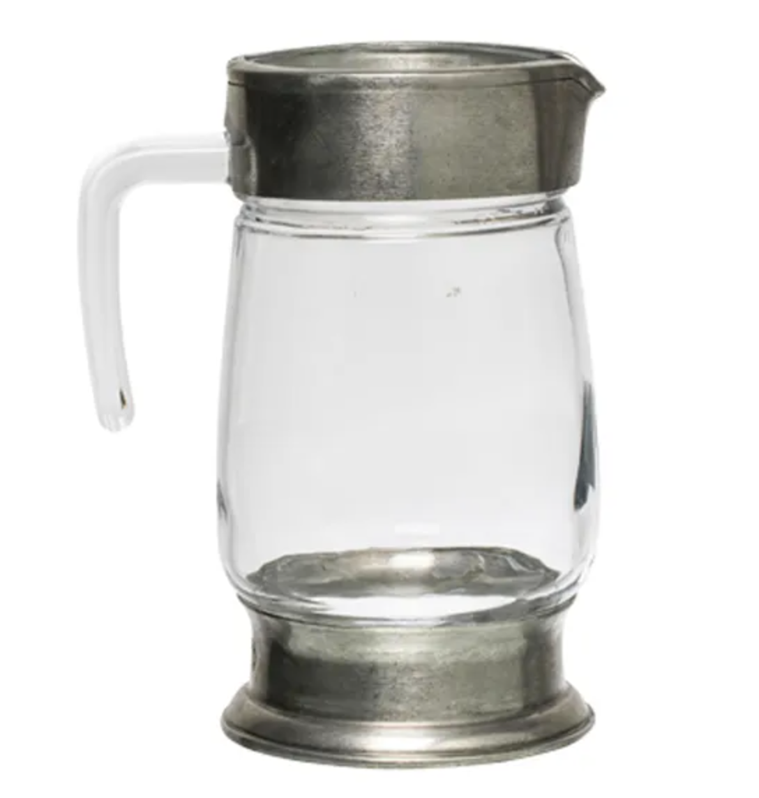 Glass & Pewter Jug 22cm