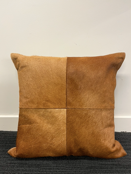 Cowhide Leather Cushion - Tan - 45
