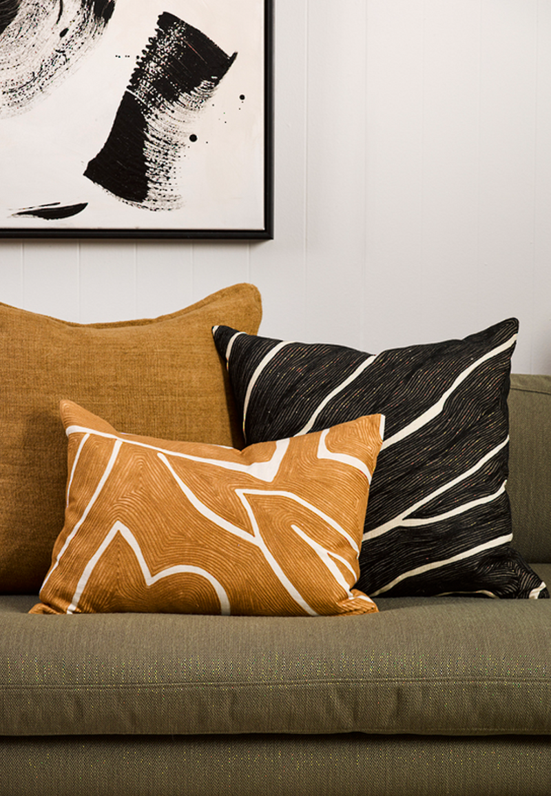 Adofo Cushion - Ochre & Ivory - 35x50