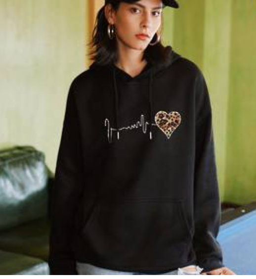 Pulse Heart Hoodie Black Medium