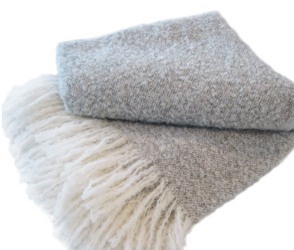 Brushed Wool and Mohair Solid Grey Throw
