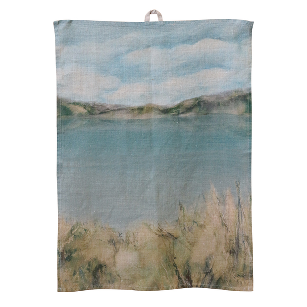 Island summer linen tea towel