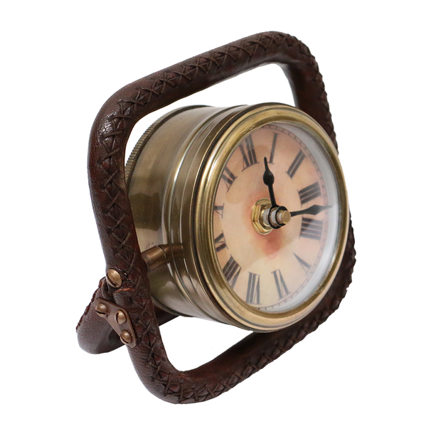 Desk Clock in Leather Frame