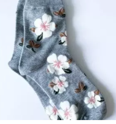 Socks Grey Hibiscus