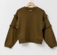 Abi Ruffles Sweater Olive 14